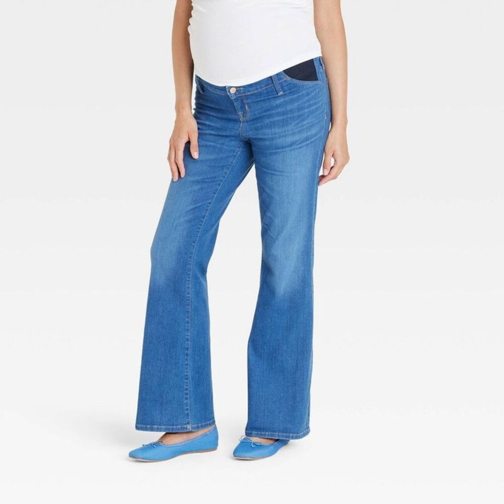 Under Belly High-Rise Denim Flare Maternity Pants - Medium Wash 00